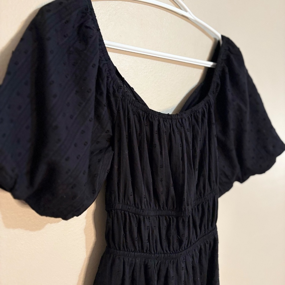 Japna Black Eyelet Cotton Puff Sleeve Open Back Dress – Size Small EUC - Picture 6 of 16